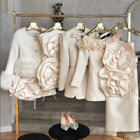 Sierra Darien Voluminous Flower Design Strapless Dress - Ivoire/Ivory S/M, NEW ✨ - Picture 12 of 12